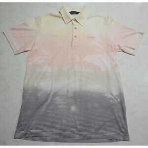 Arnold Palmer 95 Golf Polo Large Palm Trees Gradient Yellow White Black Gradient